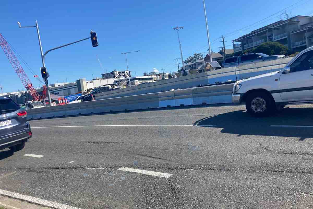 steel road barriers at the Indooroopilly Roundabout Upgrade in Brisbane